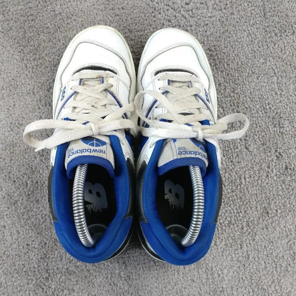 New Balance 550 Mens Size 7 Shoes Low Top White Blue Leather Lace Up Athletic